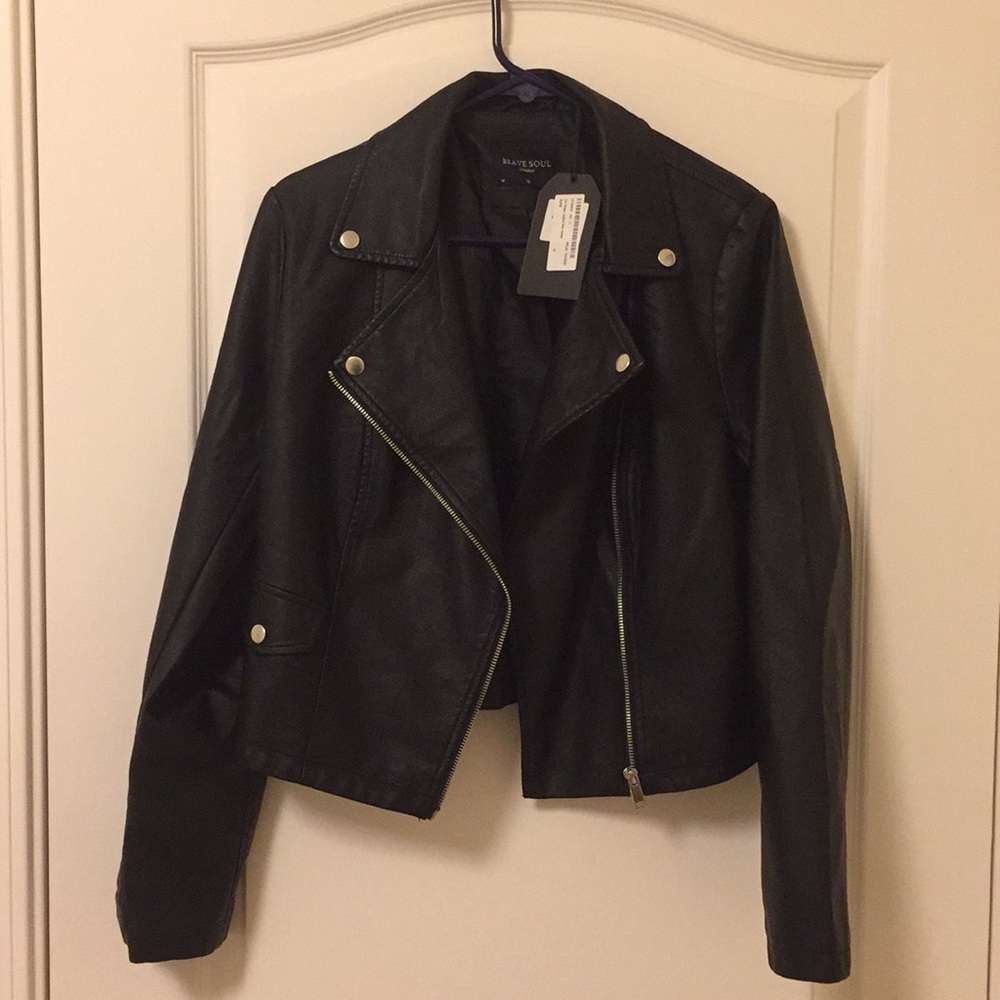 NWT Brave Soul Boohoo faux leather jacket size 12